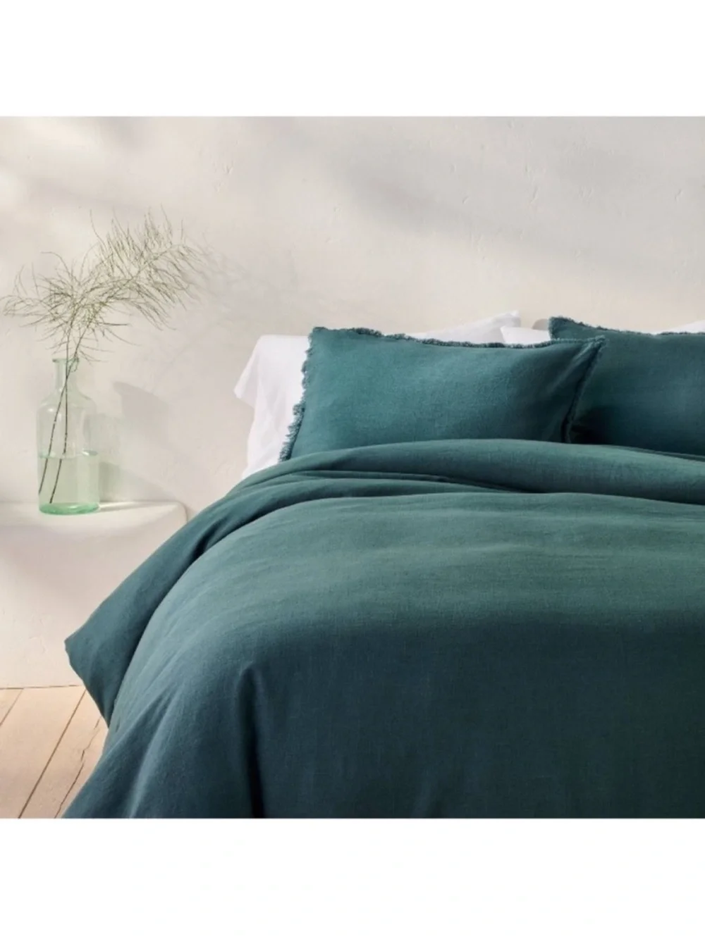 Casaluna King Linen Blend Heavyweight Dark Teal Blue Duvet Cover Set